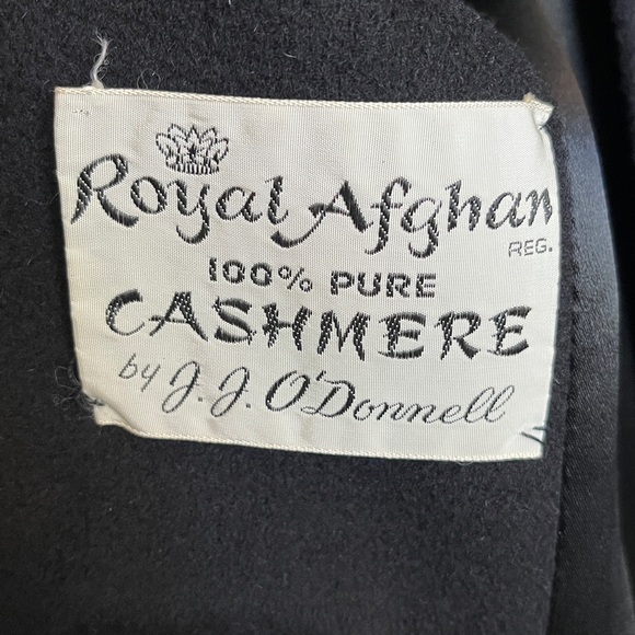 Vintage 60s 100% Cashmere Dress Coat Black Long Royal Afghan JJ O’Donnell - Picture 3 of 8